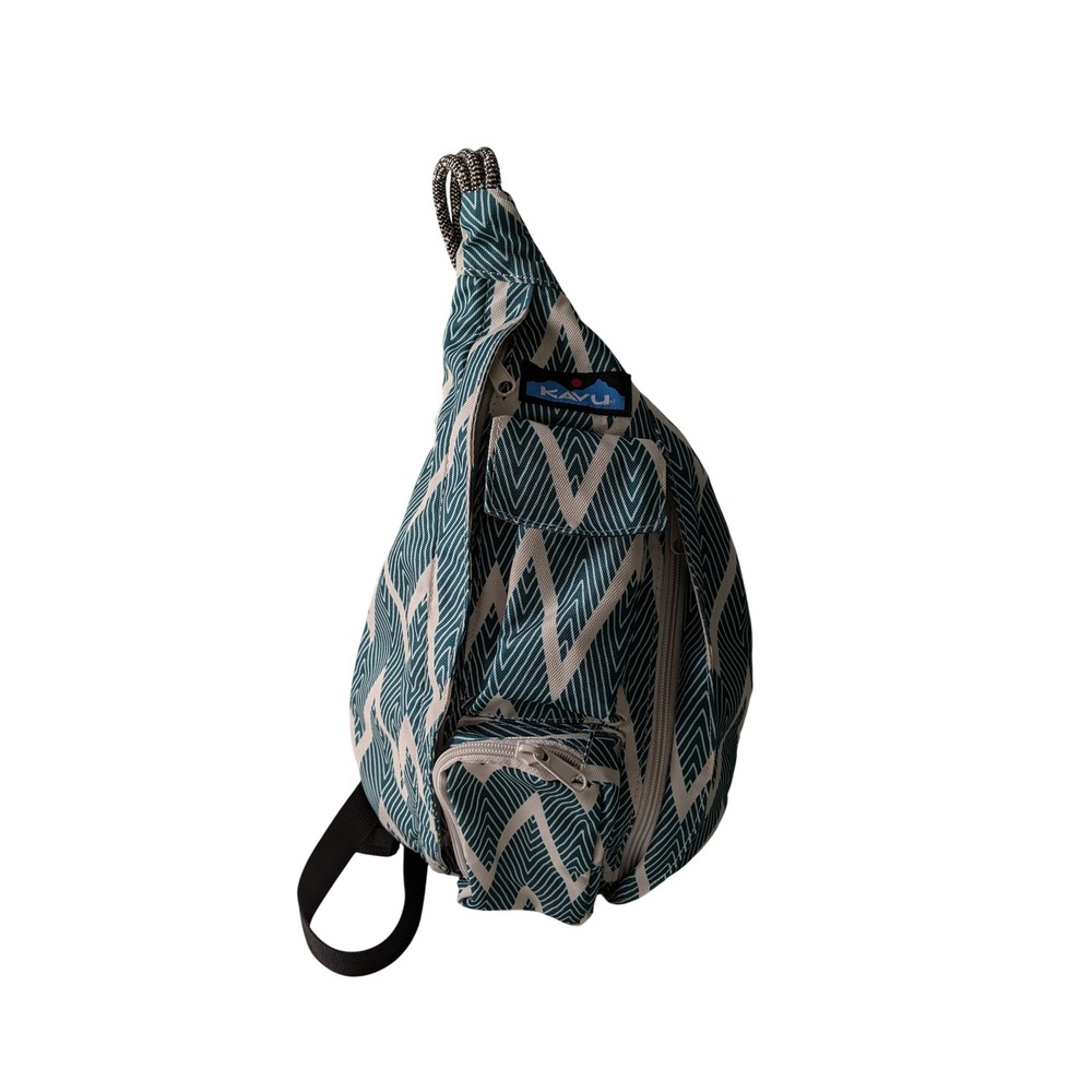 KAVU Rope Sling Bag Blue White Chevron Geometric Crossbody Backpack